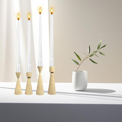 Kemladio 4 pcs 10 inch Taper Candles - Unscented Tapered Candles for Fancy Dinner, Halloween Party Decorations, White