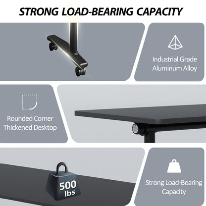 Conference Room Table with Wheels 6ft Folding Modular Large Black Conference Table Foldable Modern Rectangle Training Meeting Tables for Classroom Office(6, Black, D 55")