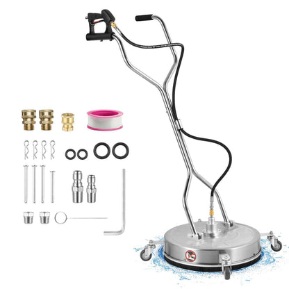 2000-4500 PSI 24" Power Washer Surfaces Cleaner, Upgraded Twin Handle Pressure Washer Attachment with 4 Universal Wheels, Splash Guard & Built-in Filter for Driveways Patios Decks