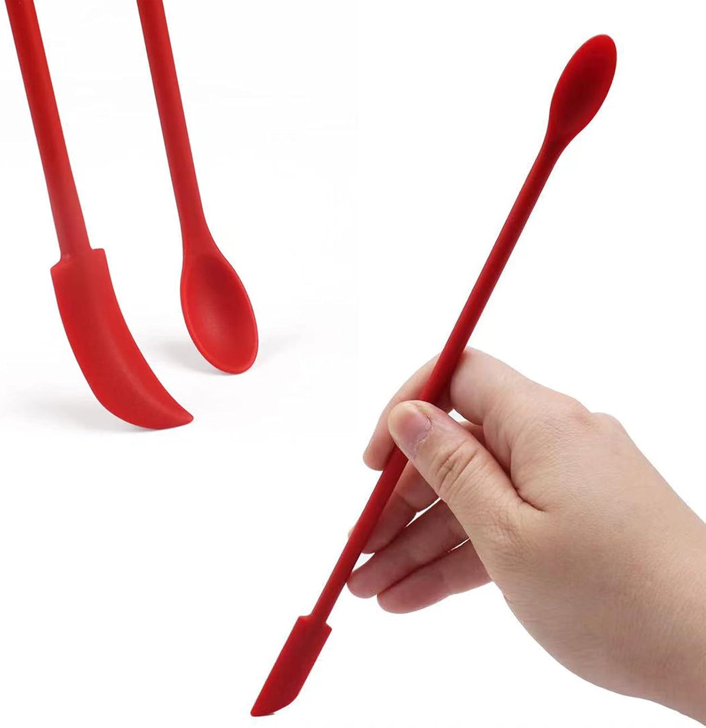 4 Pieces Mini Silicone Spatula Set, Small Rubber Spatula for Makeup and Kitchen, 4 in BLACK