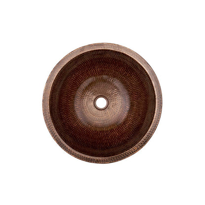 Premier Copper Products VR15SKDB 15-Inch Round Skirted Vessel Hammered Copper Sink