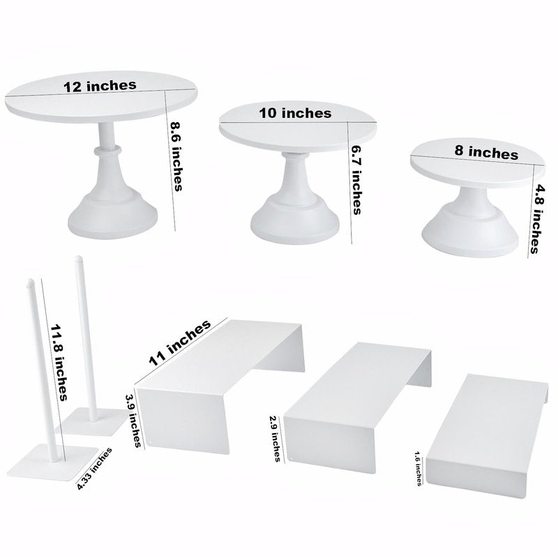 FESTLOVE Set of 8 White Cake Stands Donut Holder Metal Dessert Display Risers Cupcake Stand Serving Platter for Weddings Birthday Baby Showers Anniversary Party
