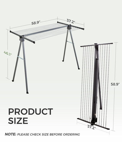 JS Heavy Duty A-Frame Clothes Drying Rack 46FT, Stainless Steel Collapsible Laundry Rack with 16M Clothesline, Foldable Space-Saving Garment Rack for Indoor Outdoor