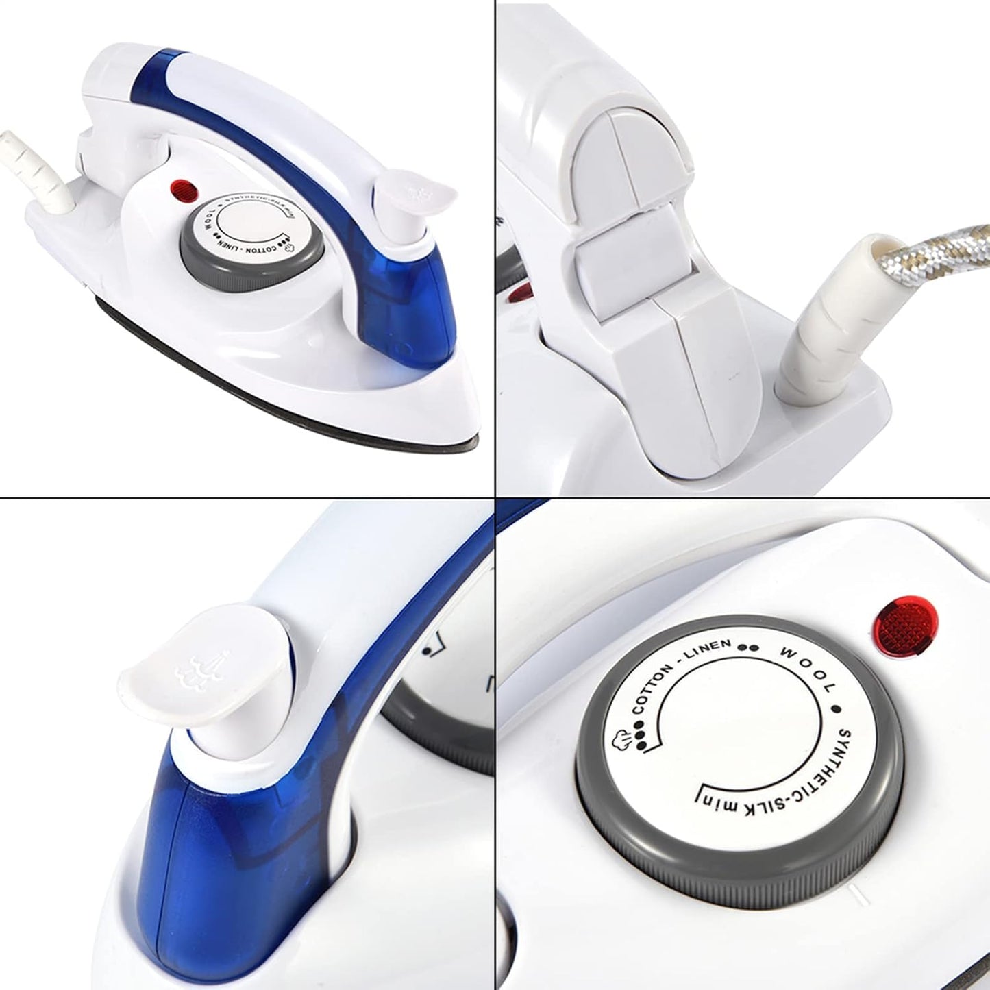 Portable Foldable Steam Iron, Handheld Mini Iron with Temperature Control, Nonstick Sole Plate, Auto Shut Off (US Plug)