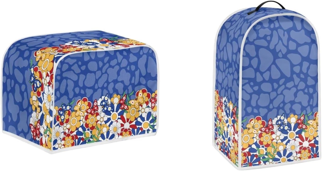 Daisy Butterfly 2 Slice Toaster Covers, Dust Protection for Bread Toaster, Machine Washable Blender Cover