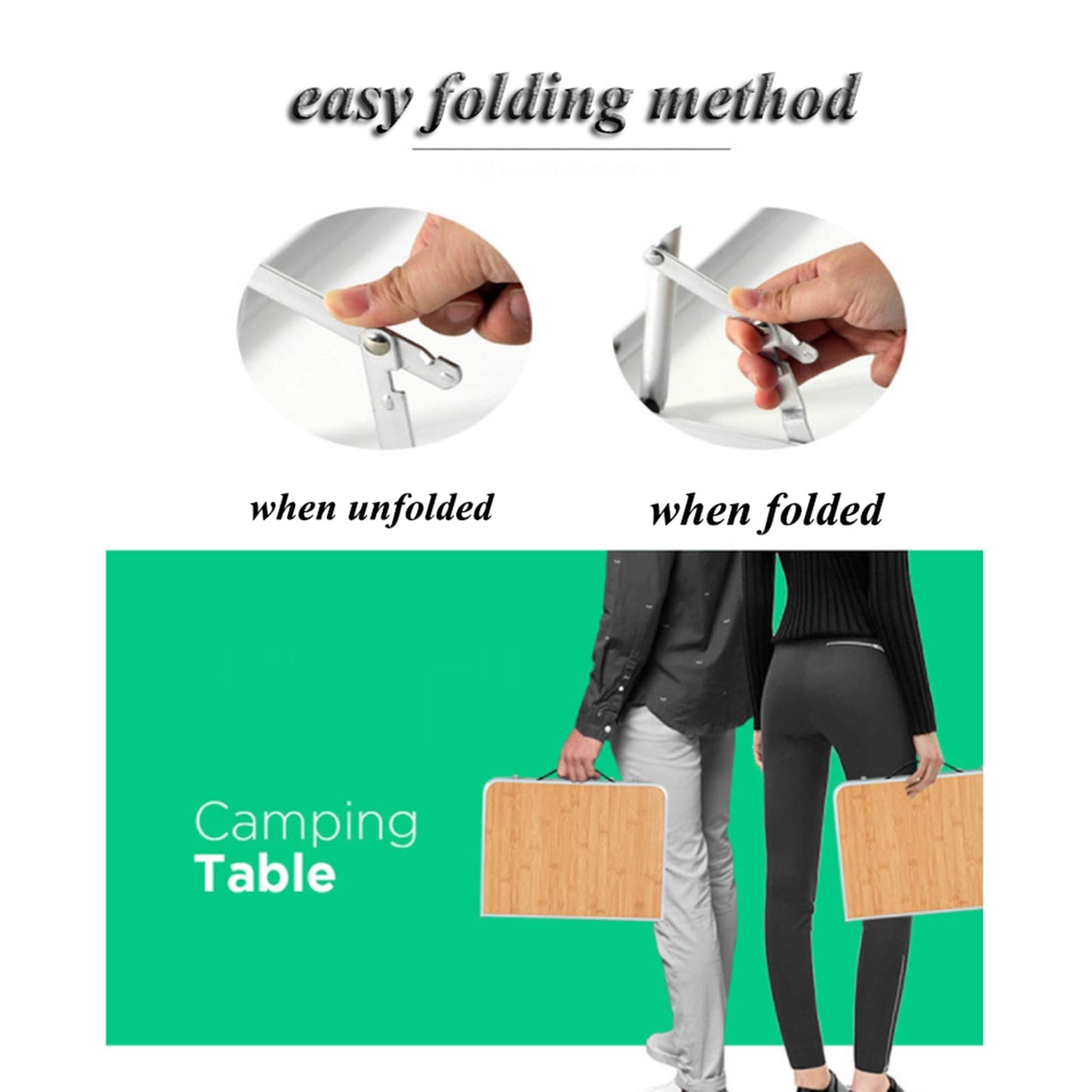 URBERY Aluminum Folding Table, Portable Camping Table Lightweight Foldable Table with Carry Handle, Portable Camping Table for Picnic Party Dining for Camping Travel Beach Picnic (60x40x25cm)