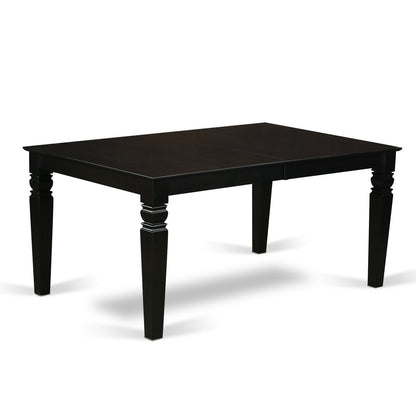 East West Furniture LGBR9-BLK-17 9 Piece Dining Room Table Set Includes a Rectangle Butterfly Leaf Kitchen Table and 8 Light Sable Linen Fabric Upholstered Chairs, 42x84 Inch, Black