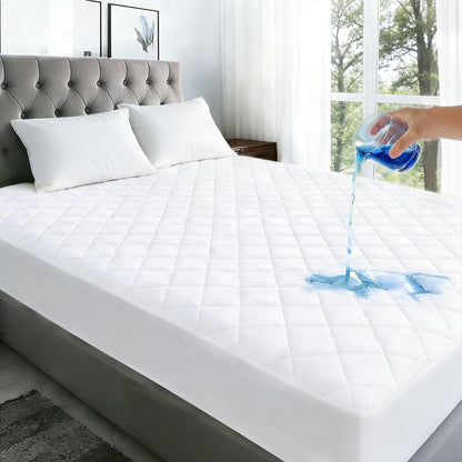 18 Queen Mattress Protector Waterproof Washable Mattress Padded Cover Fitted Queen Size Bed Protection Noiseless