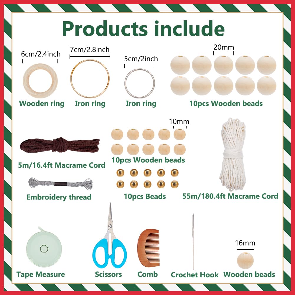 ORIGACH 4 Set DIY Mixed Angel Macrame Kit, 4 Styles Boho Macrame Angel Kit Wall Hanging Christmas Ornament with Instruction Tutorial for Adults Beginners