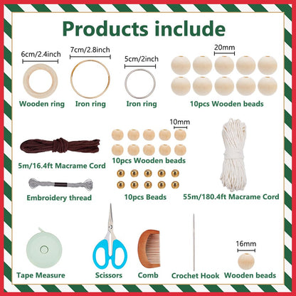 ORIGACH 4 Set DIY Mixed Angel Macrame Kit, 4 Styles Boho Macrame Angel Kit Wall Hanging Christmas Ornament with Instruction Tutorial for Adults Beginners
