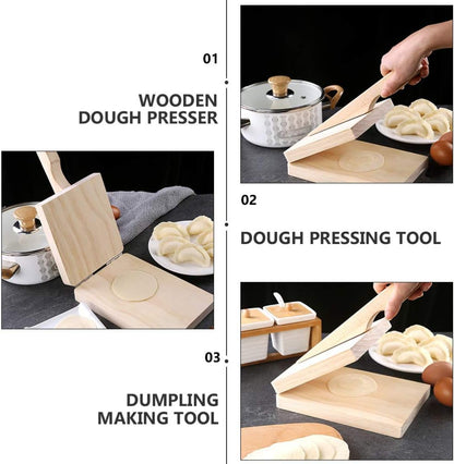 Hemoton Wood Tortilla Press, Dough Dumpling Skin Maker for Chapati, Roti, Taco, Kitchen Gadget Accessories, Beige