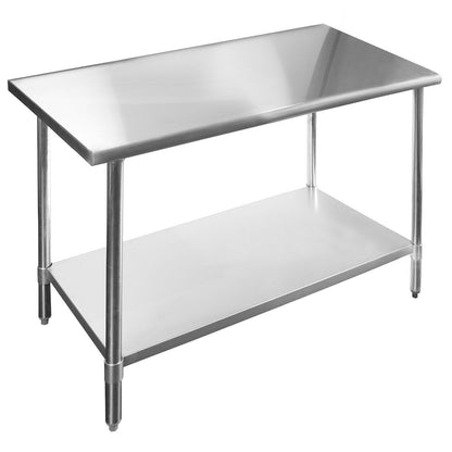 KPS Commercial Stainless Steel Work Prep Table 24" x 48" with Double Overshelf 12" x 48" | NSF Certified | Adjustable Undershelf | Restaurant, Bakery, and Kitchen Prep Table