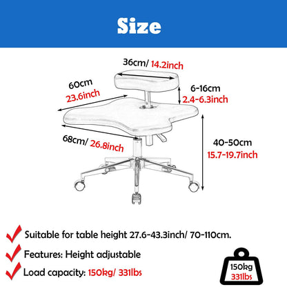 360° Rotatable Meditation Chair for Improve Posture, Cross Legged Kneeling Office Chair Game Stool with Wheels, Waterproof Ergonomic Cross Legged Chai,White-One Size