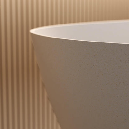 KEIKI 69" Freestanding Bathtub, Resin Stone Soaking Bathtub Solid Surface Modern Tubs with Overflow and Pop-up Drain, Beige