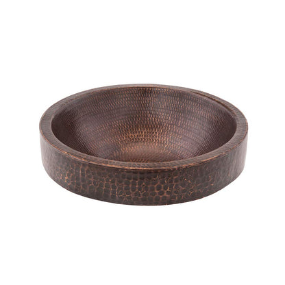 Premier Copper Products VR15SKDB 15-Inch Round Skirted Vessel Hammered Copper Sink