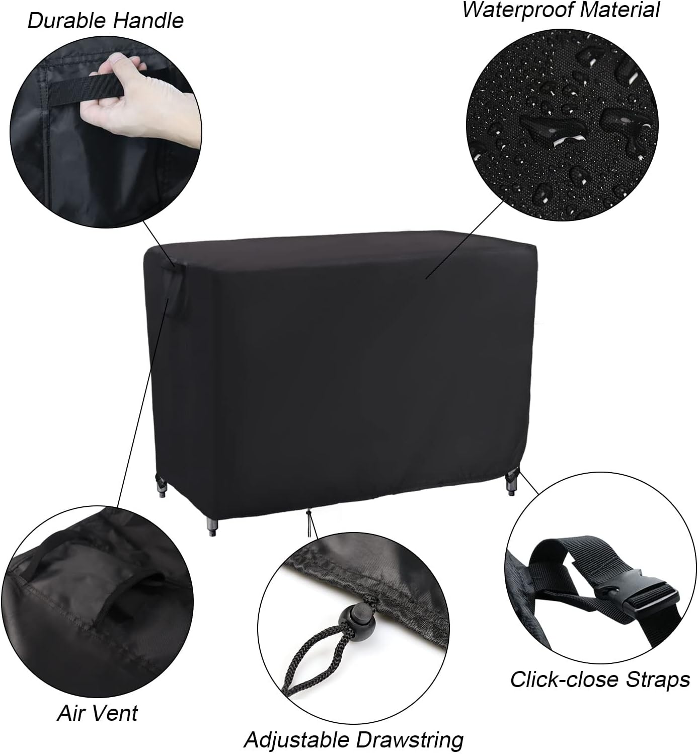 48 Inch 48''L 18''W 36''H Kingling Outdoor Table Cover for Wicker Bar Cart, Waterproof Patio Bar Table Cover