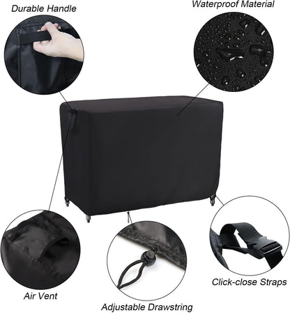 44 Inch 44''L 19''W 36''H(Black) Kingling Outdoor Table Cover for Wicker Bar Cart, Waterproof Patio Bar Table Cover