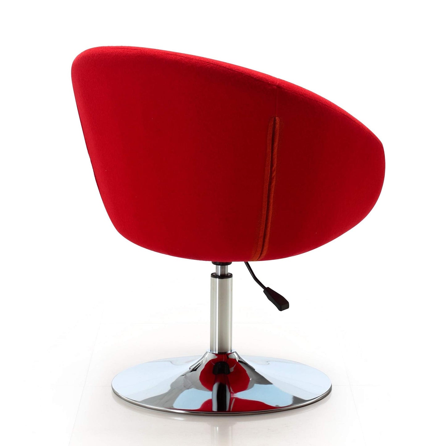 Manhattan Comfort Hopper Adjustable Swivel Accent Chair Set of 2 with 360° Turn, Upholstered Seat, Polished Chrome Base, Modern Bowl Design for Home Office and Living Room, Red Wool Blend