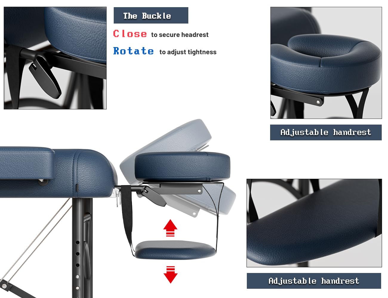 DOVANS Professional Massage Table Portable 2 Fold Premium Memory Foam Aluminium Leg Hold Up to 1100LBS 8 Heights Adjustable with Carrying Bag Blue