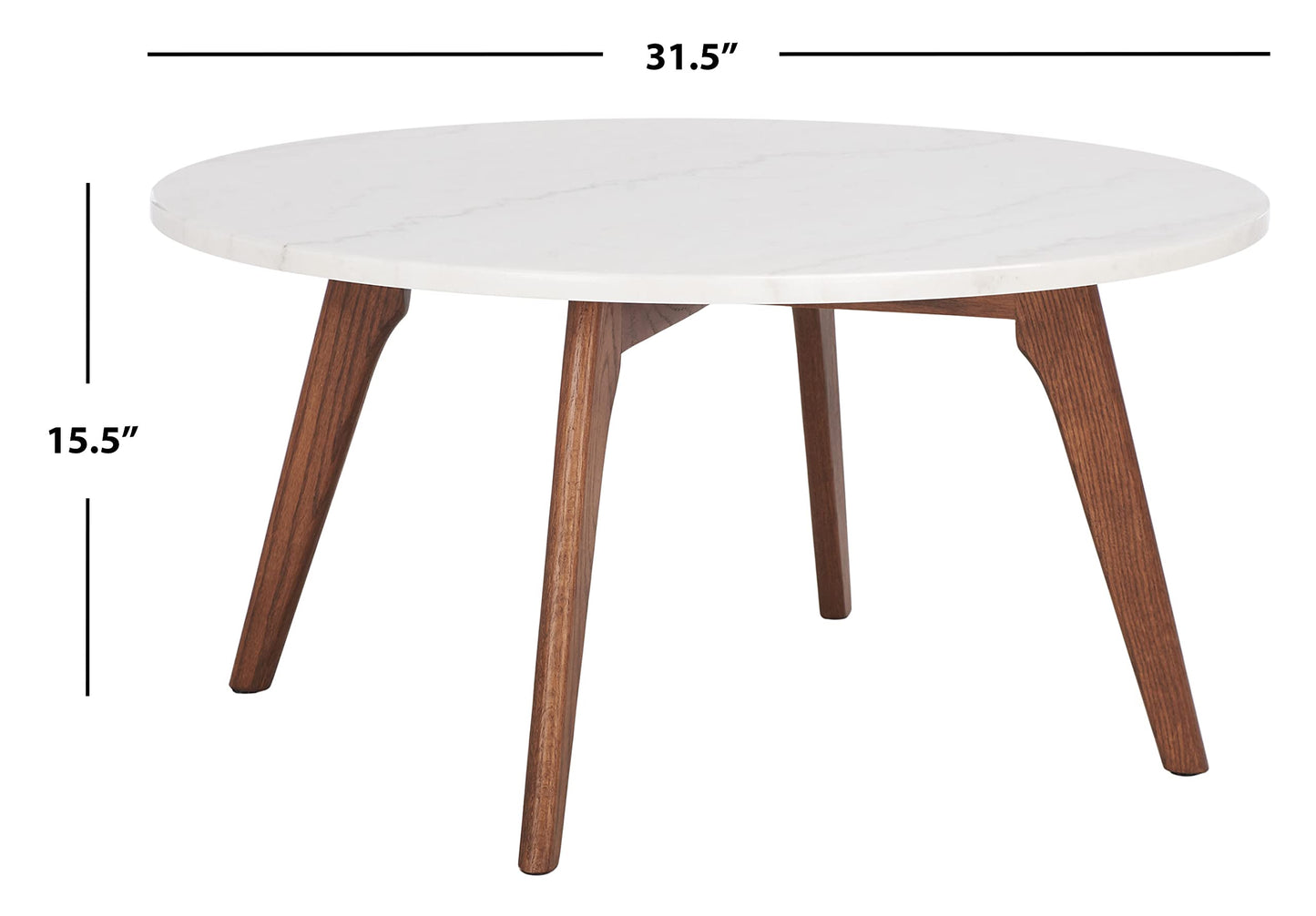 SAFAVIEH Home Collection Syrio Marble/Walnut Brown Round Coffee Table