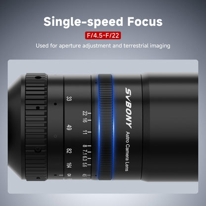 SVBONY SV555 54mm Petzval APO Refractor Telescope for Astrophotography, New Upgraded Precision Focus, Full Frame Compatibility, F4.5-F22 Variable Aperture, Includes EAF Mount Kit, APO SLR Camera Lens