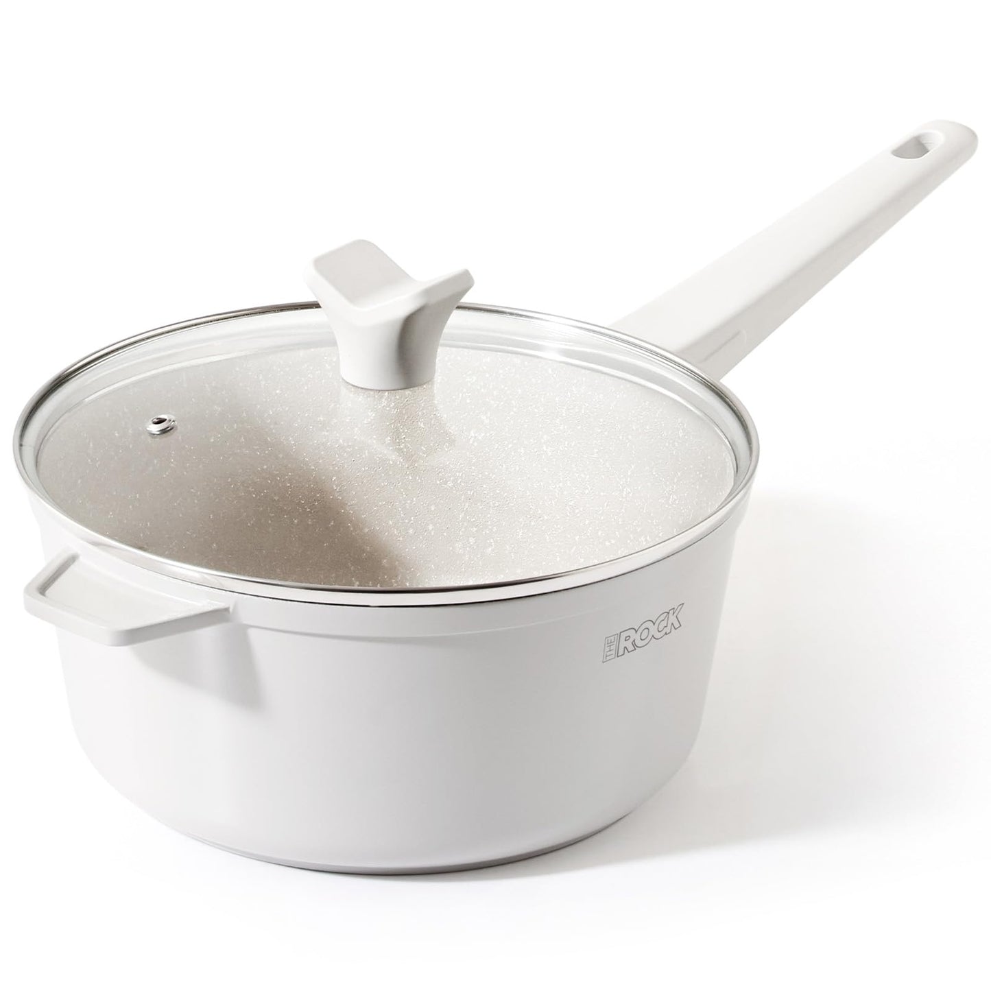 THE ROCK SOHO Ceramic Nonstick Saucepan with Lid, 3.3 Quarts Non Toxic Small Pot with PPG Fusion Pro Coating–Nothing Sticks, Never Warps, Lasts Longer, Induction Compatible, PTFE, PFOA&PFAS Free