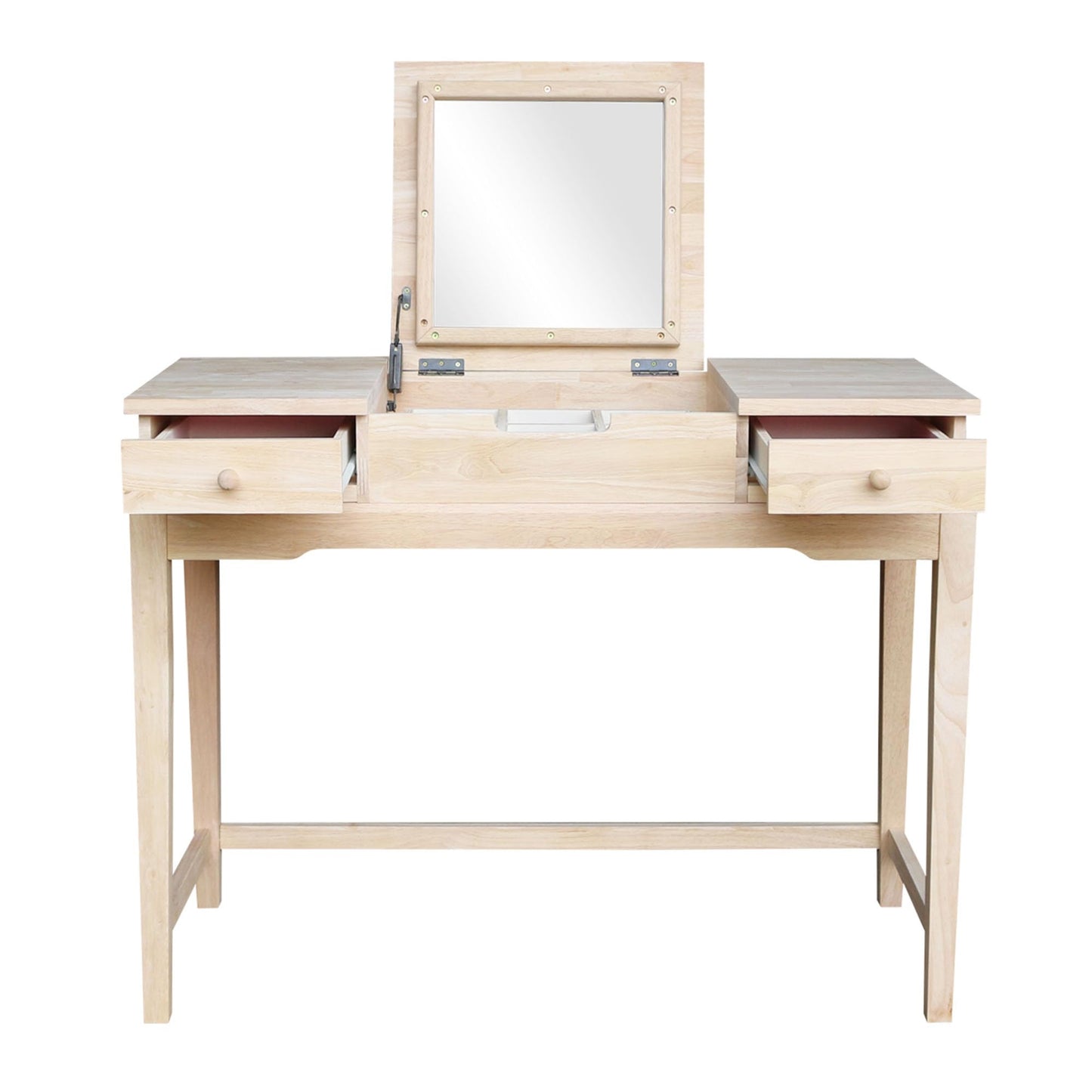 Solid Wood Vanity Table, Unfinished