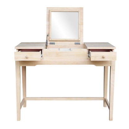 Solid Wood Vanity Table, Unfinished