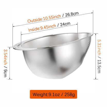 YENXIKU 4-in-1 Rice Washing Bowl - Rice Washer Strainer Bowl - Stainless Steel Colander for Quinoa, Fruit and Vegetable Wash - Multi-Purpose Rice Strainer and Colander for Kitchen (1 Pack)