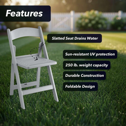 Zedfire Set of 8, Gray Resin Folding Chairs with Slatted Seat, Commercial Event Chairs, Foldable Chair for for Party, Wedding, Picnic, Indoor/Outdoor use