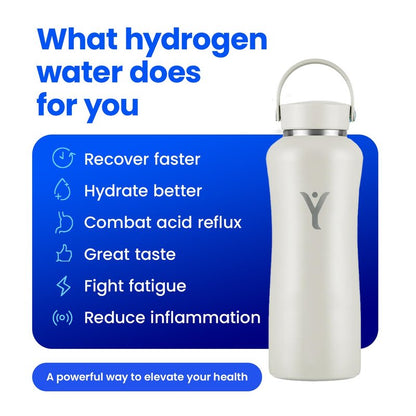 DYLN Hydrogen Water Bottle | Create Hydrating Alkaline Hydrogen-Rich Water Up to 9 pH | Vacuum Insulated Stainless Steel Water Bottle | Keeps Water Cold for 24 Hours | 32 oz, Crimson Red