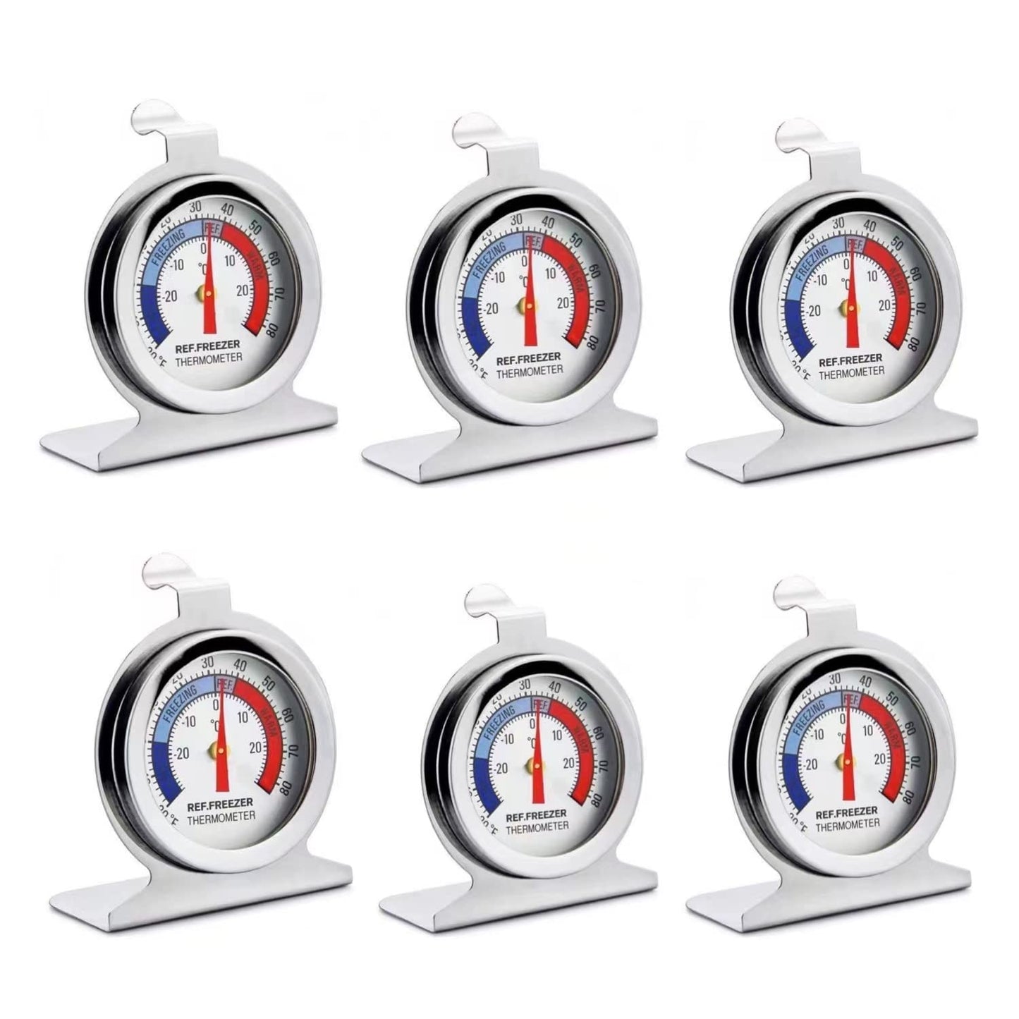 Large Dial Freezer Thermometer, 6 Pack Refrigerator Freezer Thermometer for Fridge Temperature Cooler