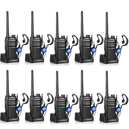 pxton Waterproof walkie talkies for Adults, Work,and Outdoor. walkie talkies Long Range with Headphones and Fast Charger Dock，Handheld Two Way radios Rechargeable NOAA walkie Talkie (10 Pack)