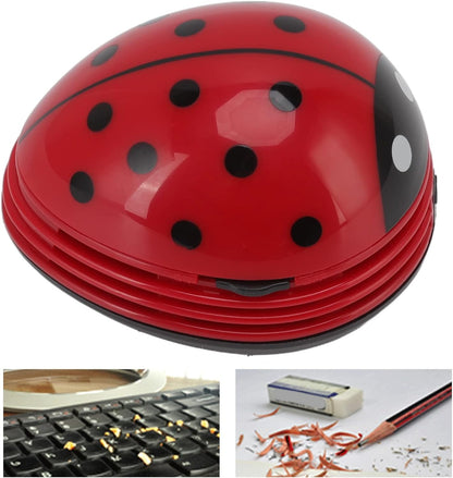 Fdit Mini Desktop Vacuum Cleaner, Portable Handheld Ladybug Sweeper for Cartoon Red Ladybird Crumb