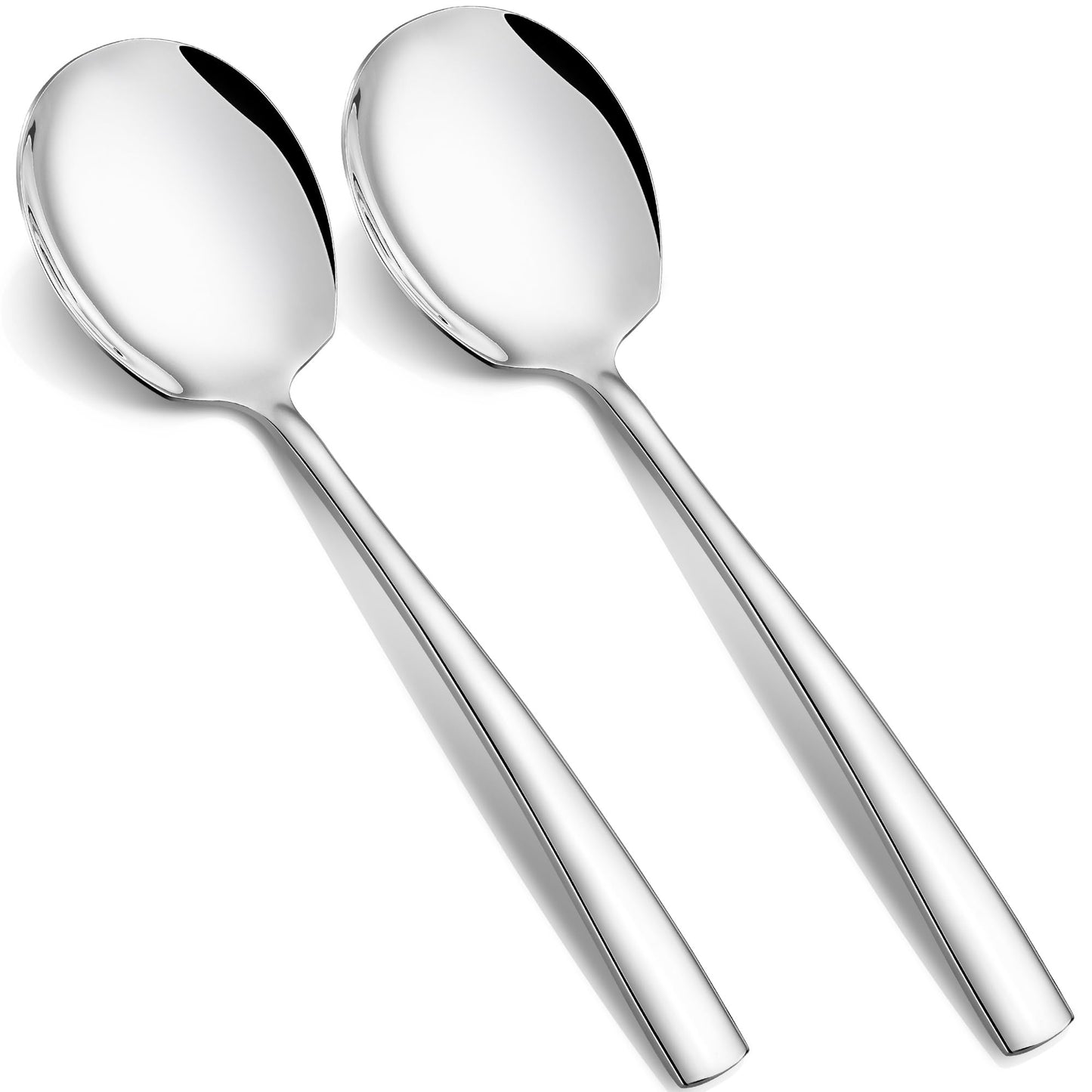 Extra Large Serving Spoons Set 11.7-Inch Silver Serving Utensils 18/8 Stainless Steel Big Metal Spoons for Buffet, Parties, Catering, Banquet - Dishwasher Safe (2-Pack, Silver)