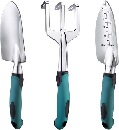 FANHAO Gardening Tools Set - 3 Piece Heavy Duty Cast Aluminum with Non-Slip Handles | Durable Garden Gifts for All