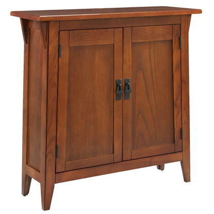 Leick Home Mission Hall Console Table, Solid Wood, 2-Door Storage with 1 Interior Shelf, Slim Profile, Easy Assembly, Russet Brown, 30 in L x 11 in D x 30 in H, Small Entryway Cabinet, 10001-RS