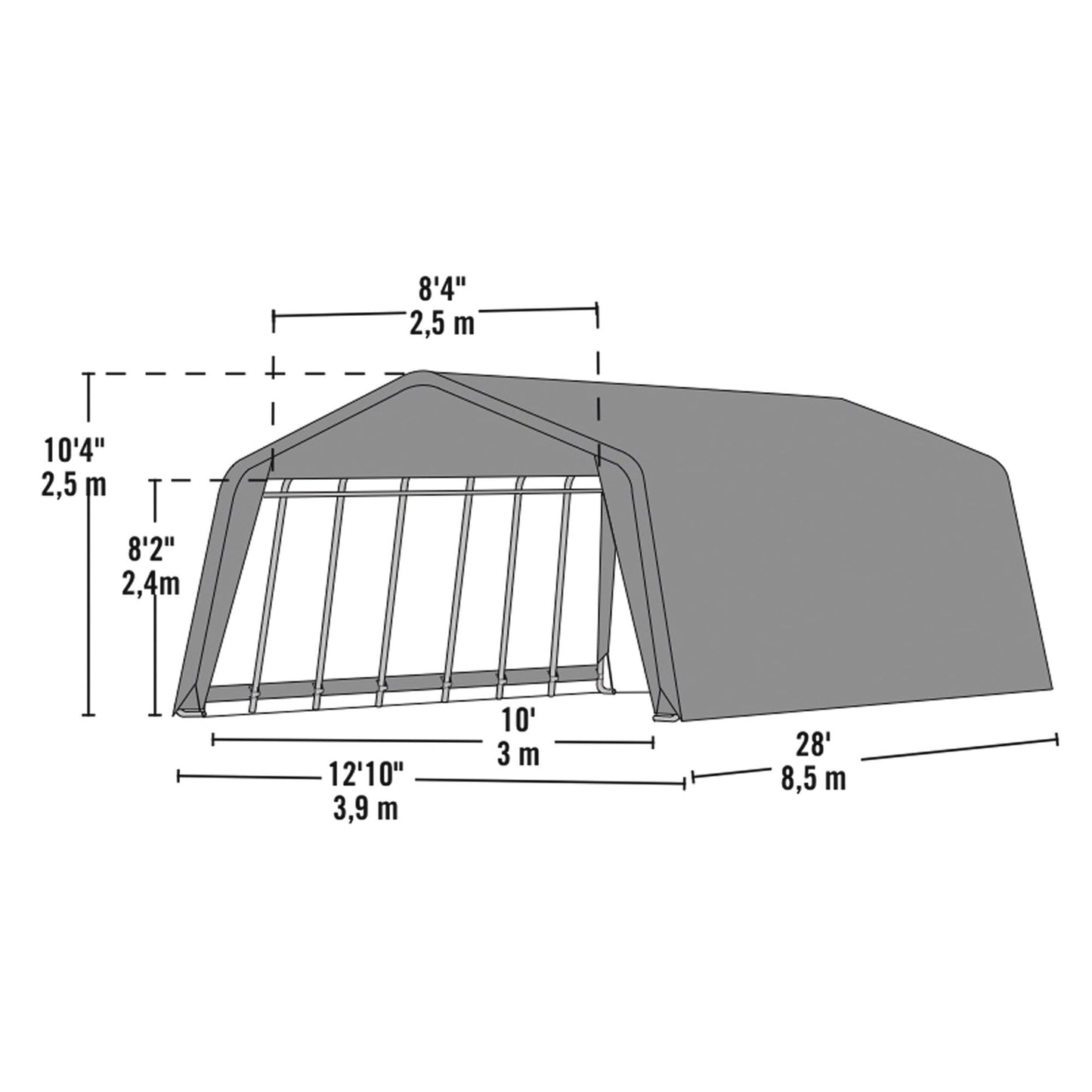 ShelterLogic 90244 Green 12'x28'x10' Peak Style Shelter