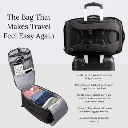 Knack Convertible Dufflel Backpack, Expandable Travel Duffel Bag (24-40L), Large Laptop Duffel Bag