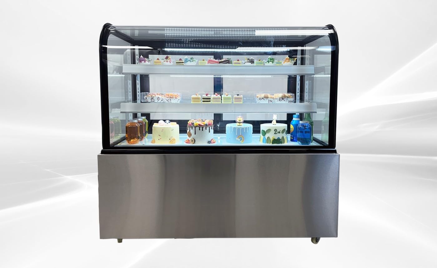 Refrigerated Bakery Display Cooler Case for Pastry Deli Curved 48" Wide Cooler Glass Display Curve Case Refrigerator - Commercial NSF UL ETL CW-370R