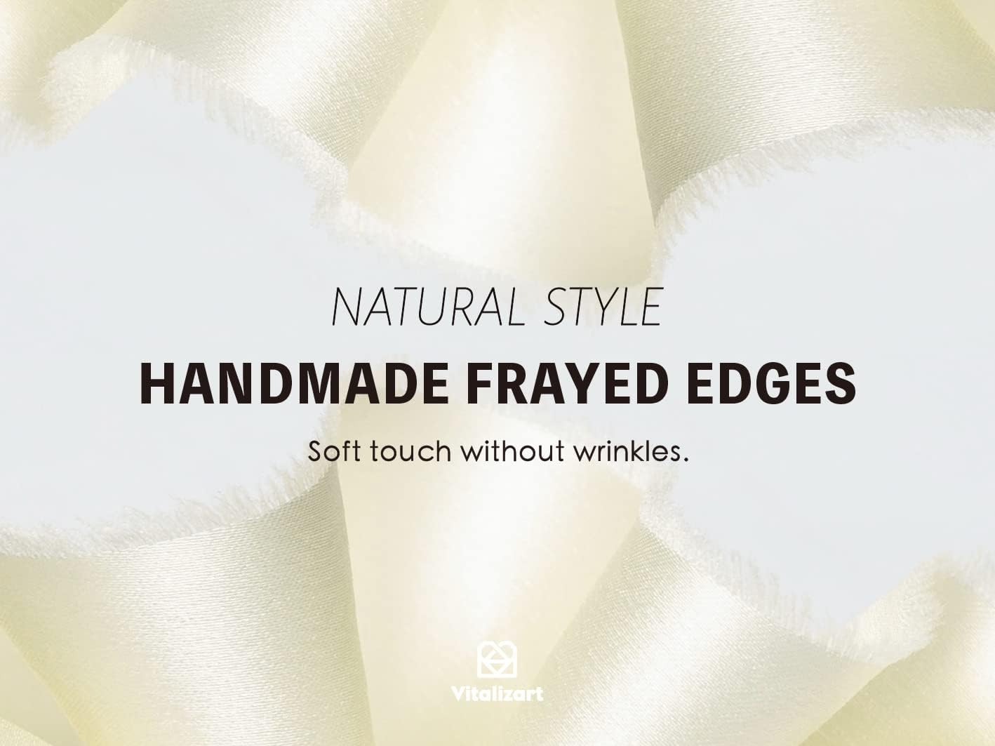Vitalizart White Silk Satin Ribbon 1-1/2 inch x 15 Ivory Handmade Frayed Ribbons for Gift Wrapping Baby Shower Wedding Bridal Bouquets Holiday Decor Cream