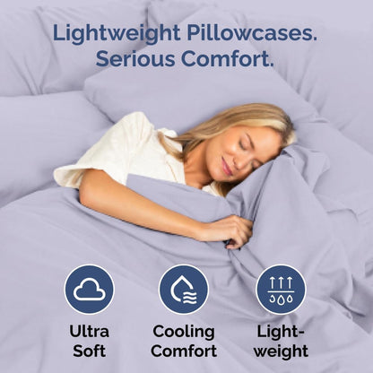 Skiennix Body Pillowcases Set of 4 | Soft & Breathable 20x54 Long Pillow Covers - Fade-Free & Machine Washable (Light Lavender)