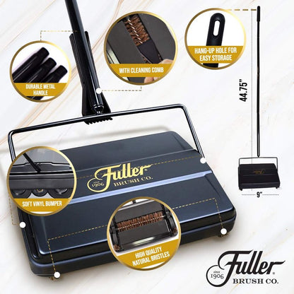 Fuller Brush 17052 Electrostatic Carpet & Floor Sweeper - 9" Cleaning Path - Lightweight - Ideal for Crumby Messes - Works On Carpets & Hard Floor Surfaces - Red