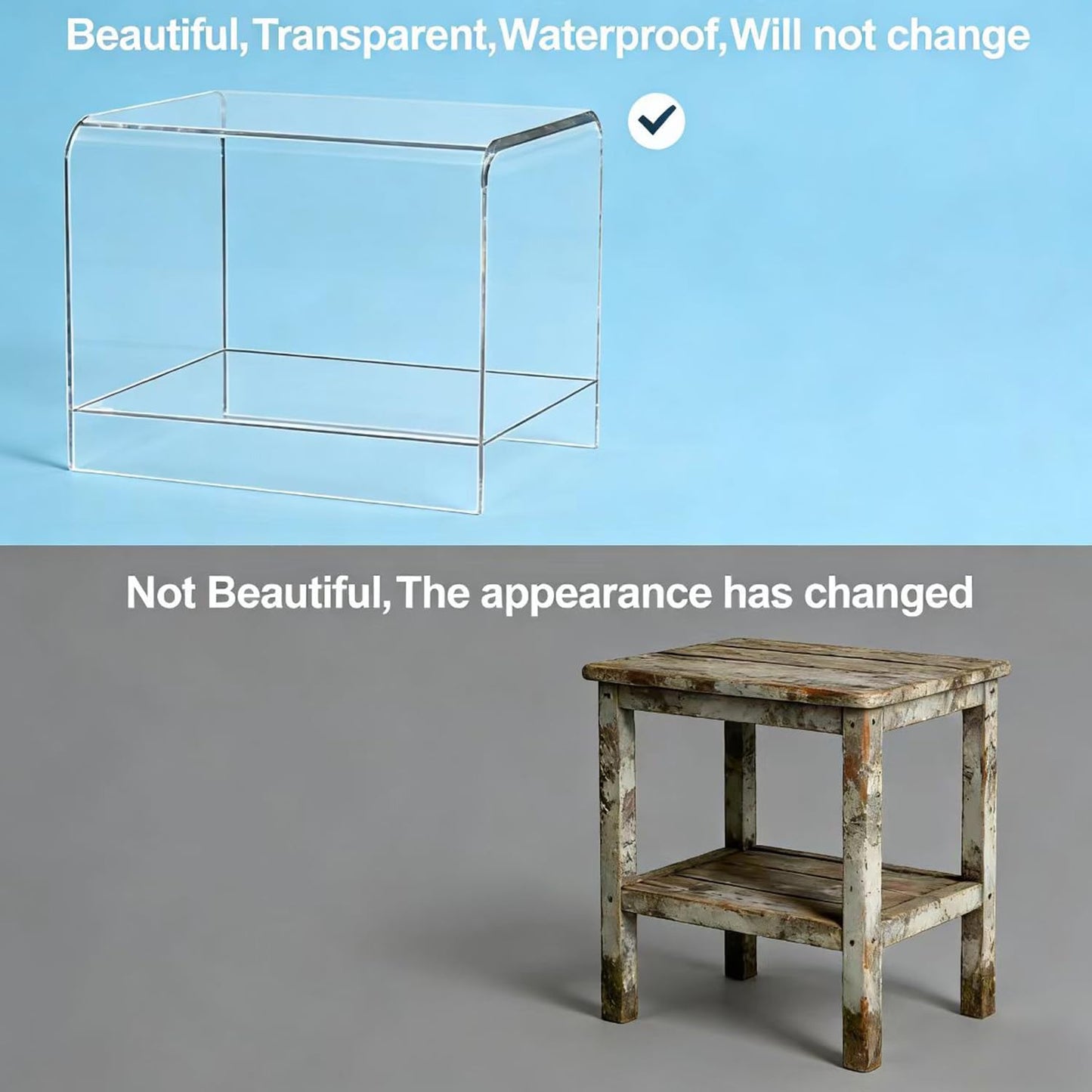 GETCK 21" Acrylic Shower Stool with Storage Shelf - Waterproof Bath Bench for Spa & Shower, Heavy-Duty Seating (Holds 400lbs) - Ideal for Shaving Legs & Organizing Items