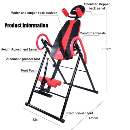 RIEJIN 330 lbs Capacity Inversion Table for Back Pain Relief, Adjustable 4 Gears Heavy Duty Inversion Table Foldable Stretching Muscles