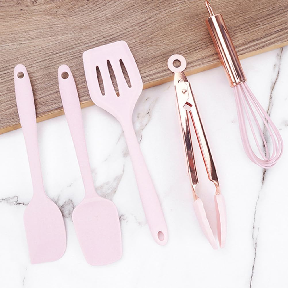 Amosfun 5pcs Mini Kitchen Utensil Set, Kids Kitchen Tools Learning Toy Whisk, Spatula, Tongs, Spoon