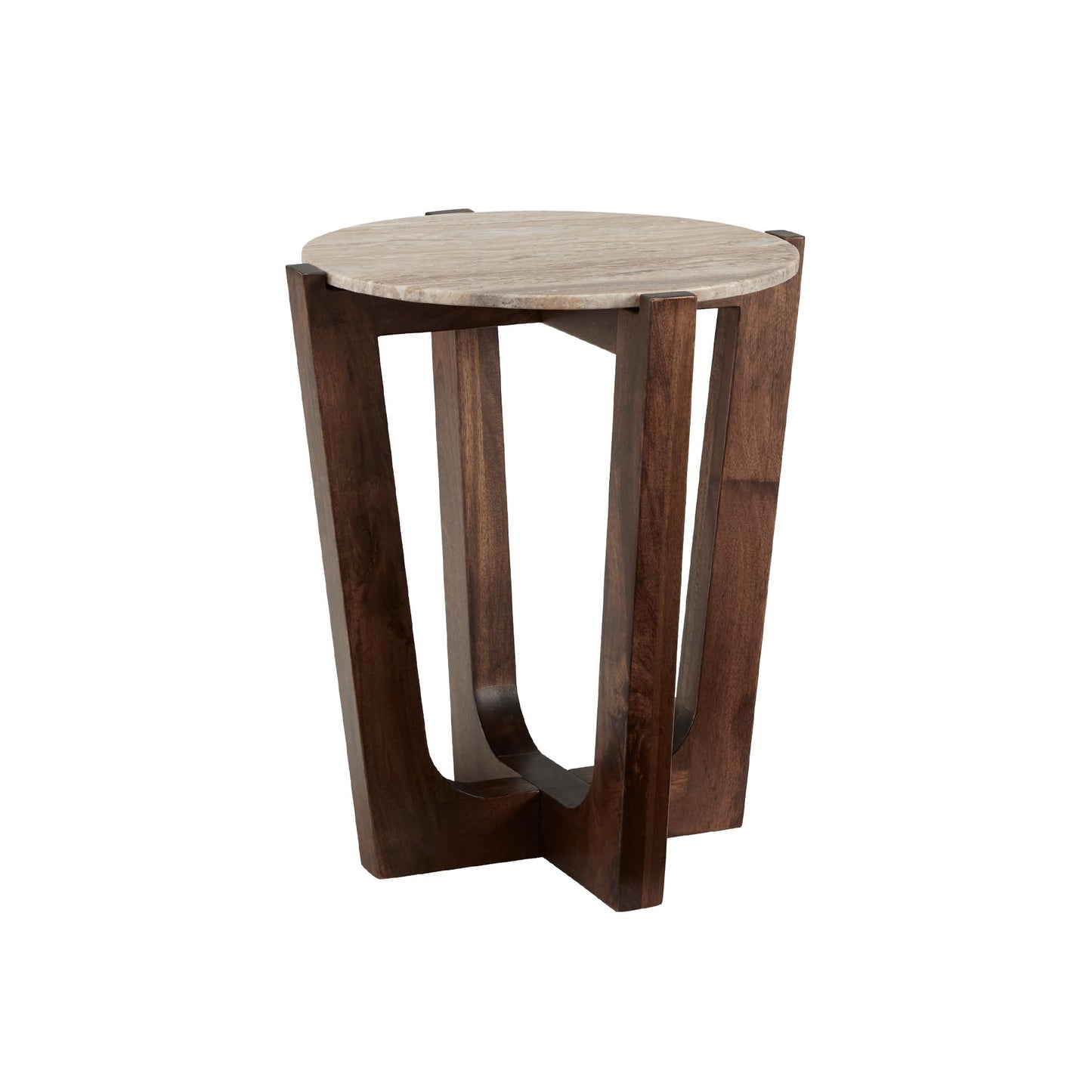 Signature Design by Ashley Tanidore Casual Marble Tabletop End Table with Cross Legs, Light Brown & Dark Brown