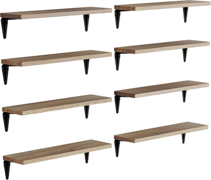 17"x 4.5" Set 8 Wallniture Arras Floating Shelves for Wall, Rustic Bookshelf for Living Room Decor, Home Office