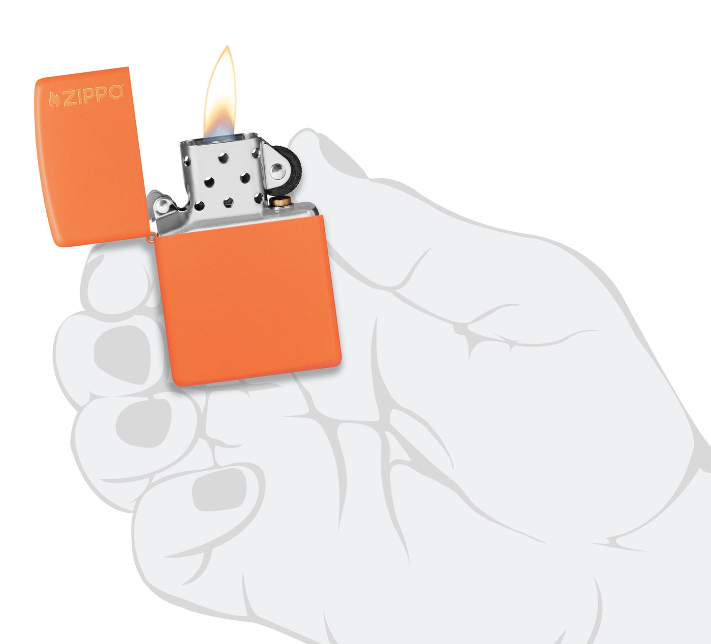 Zippo Classic Orange Matte with Logo Pocket Lighter