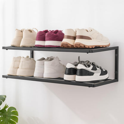 CULTURE LABELS 2 510 Wall Mounted Shoe Rack - Modern Tier Shoe Hanger with Easy Minute Assembly - Space Saving Stylish
